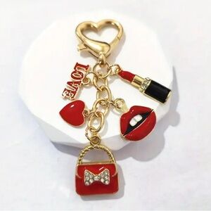 Red Love Bow Charm Keychain or Bag Charm